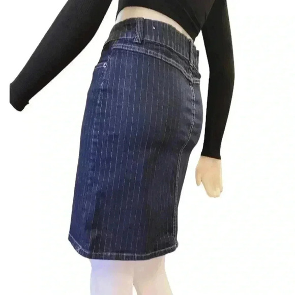 Bongo Vintage Pinstripe Denim Pencil Mini Skirt Size 5 - Picture 4 of 14